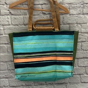 Tommy Bahama Striped Tote beach Bag - Blue and Green